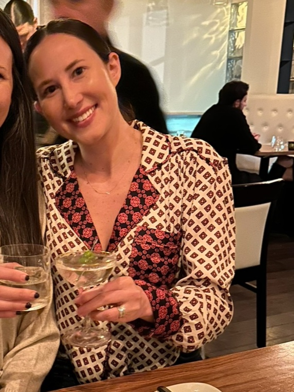 Free People Women's Printed Silk Blouse in Cream & Red